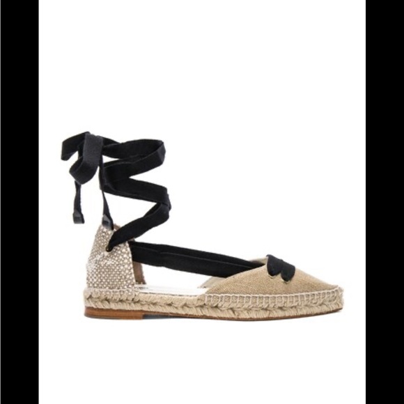 CASTANER BY MANOLO BLAHNIK Cream & Black Lace-Up Canvas Espadrilles Shoes Flat 8 - Picture 4 of 16